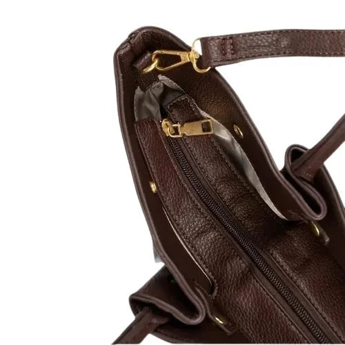 Peach And Pockets Dark Brown Eco-Leather Shoulder Bag