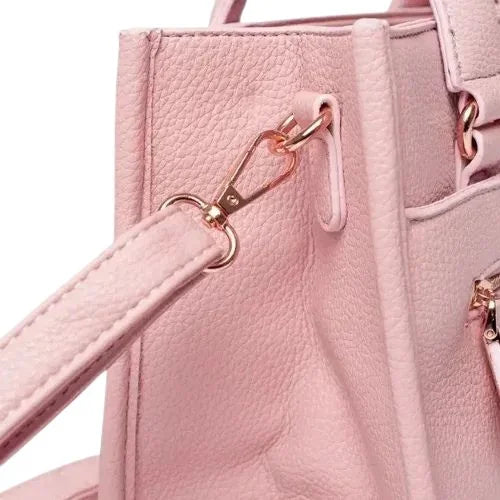 Peach And Pockets Light Pink Satchel Handbag with Chic Decorative Zipper