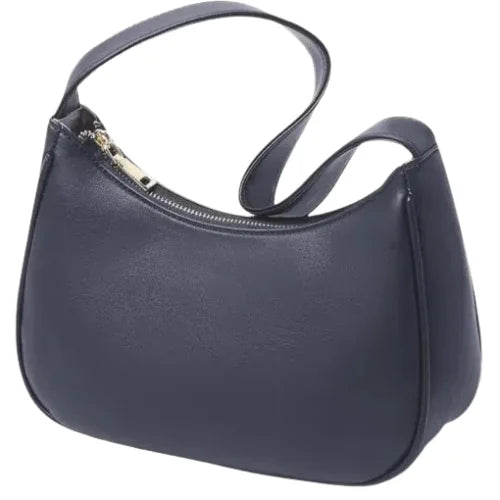 Peach And Pockets Black Croc-Embossed Shoulder Bag