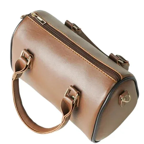 Peach And Pockets Brown Tote Handbag