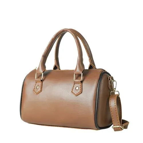 Peach And Pockets Brown Tote Handbag