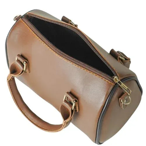 Peach And Pockets Brown Tote Handbag