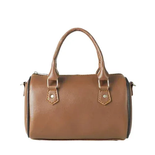 Peach And Pockets Brown Tote Handbag