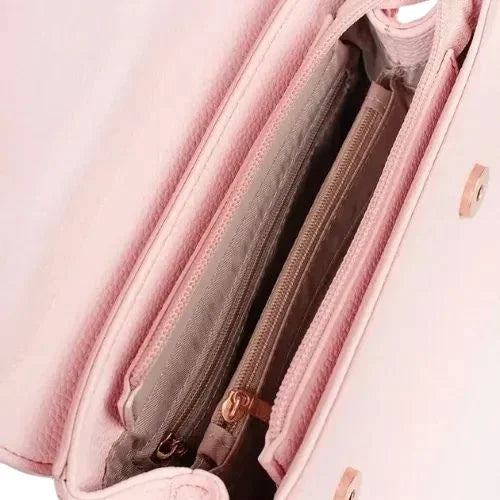 Peach And Pockets Light Pink Mini Handbag with Gold Accents