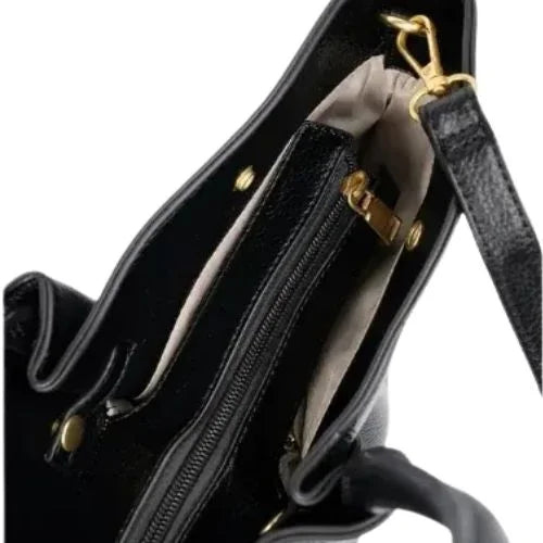 Peach And Pockets Black Classic Shoulder Bag