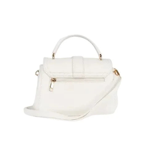 Peach And Pockets Small White Bag with Gold Elements