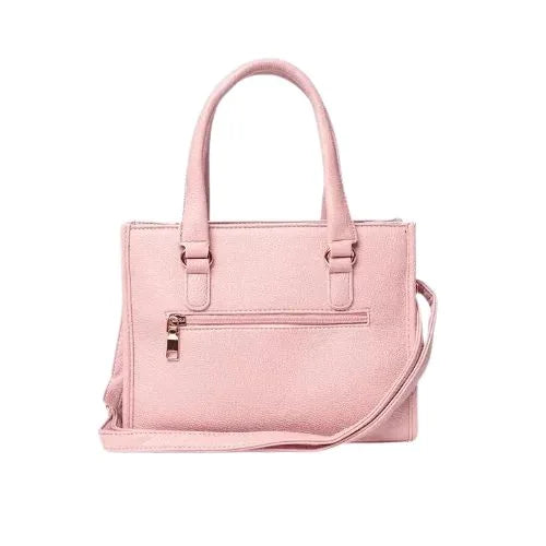 Peach And Pockets Light Pink Satchel Handbag with Chic Decorative Zipper