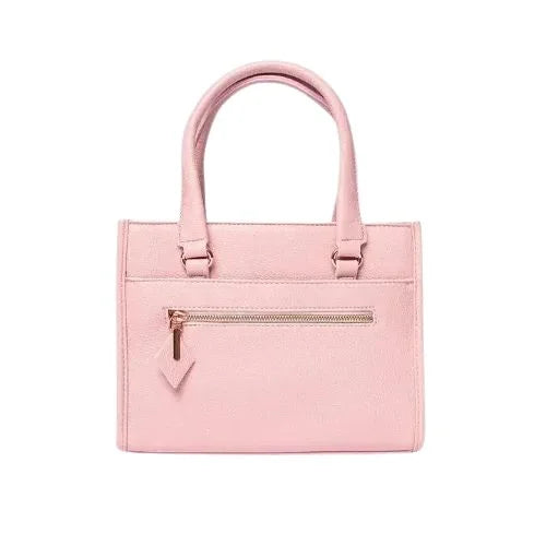 Peach And Pockets Light Pink Satchel Handbag with Chic Decorative Zipper