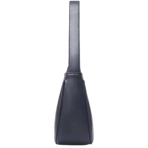 Peach And Pockets Black Croc-Embossed Shoulder Bag