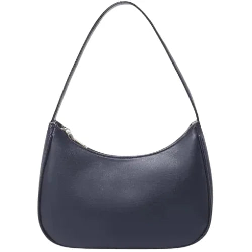 Peach And Pockets Black Croc-Embossed Shoulder Bag